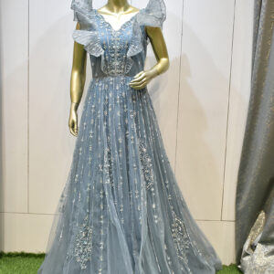 Elegant Gray Designer Gown for Women