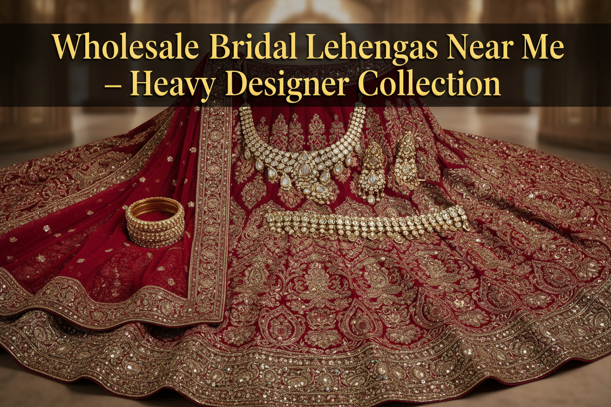 Explore the best wholesale bridal lehengas near me with Ajmera Chandni Chowk. Premium heavy designer bridal lehengas, wedding lahengas, party-wear lehengas, and budget wholesale deals for resellers and boutique owners.
