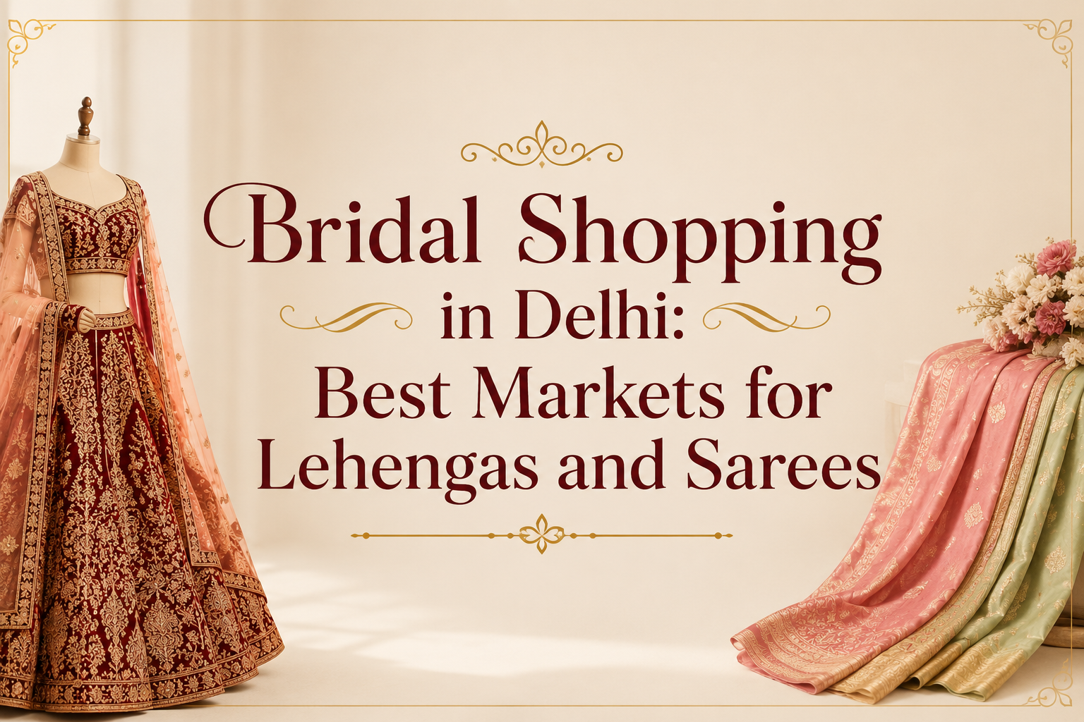 Bridal Shopping in Delhi: Best Markets for Lehengas and Sarees featuring elegant bridal lehenga and designer ethnic wear at Ajmera Fashion Chandni Chowk.