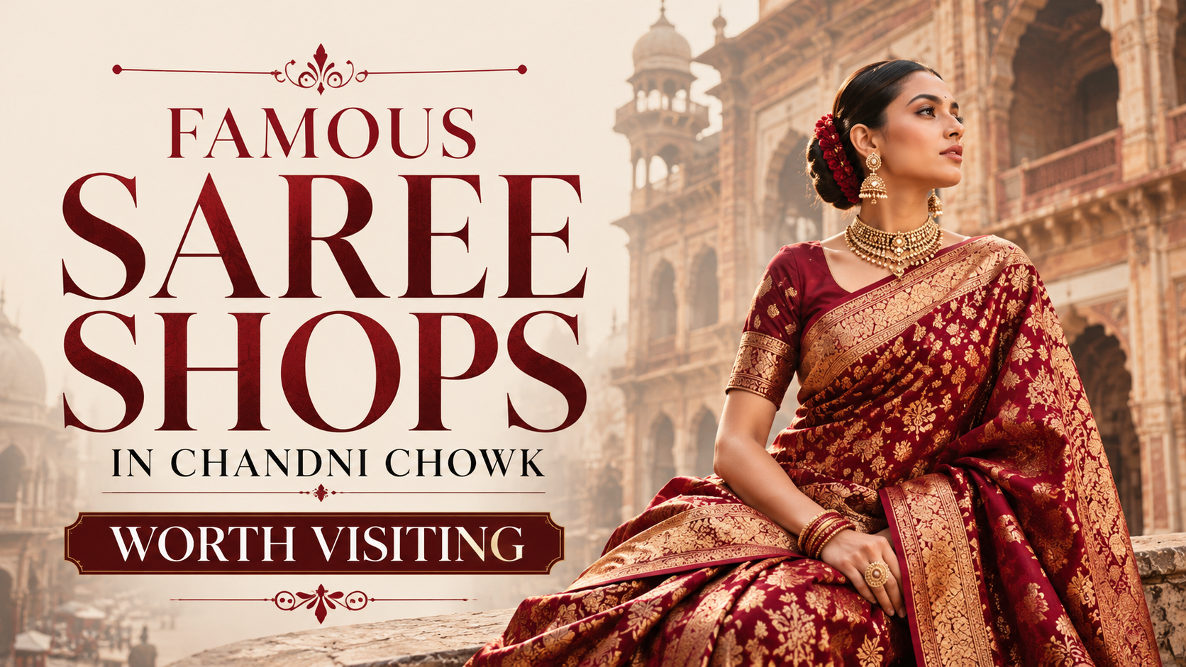 Best saree shops in Chandni Chowk for bridal sarees, Banarasi sarees, designer ethnic wear, and wedding shopping in Delhi.