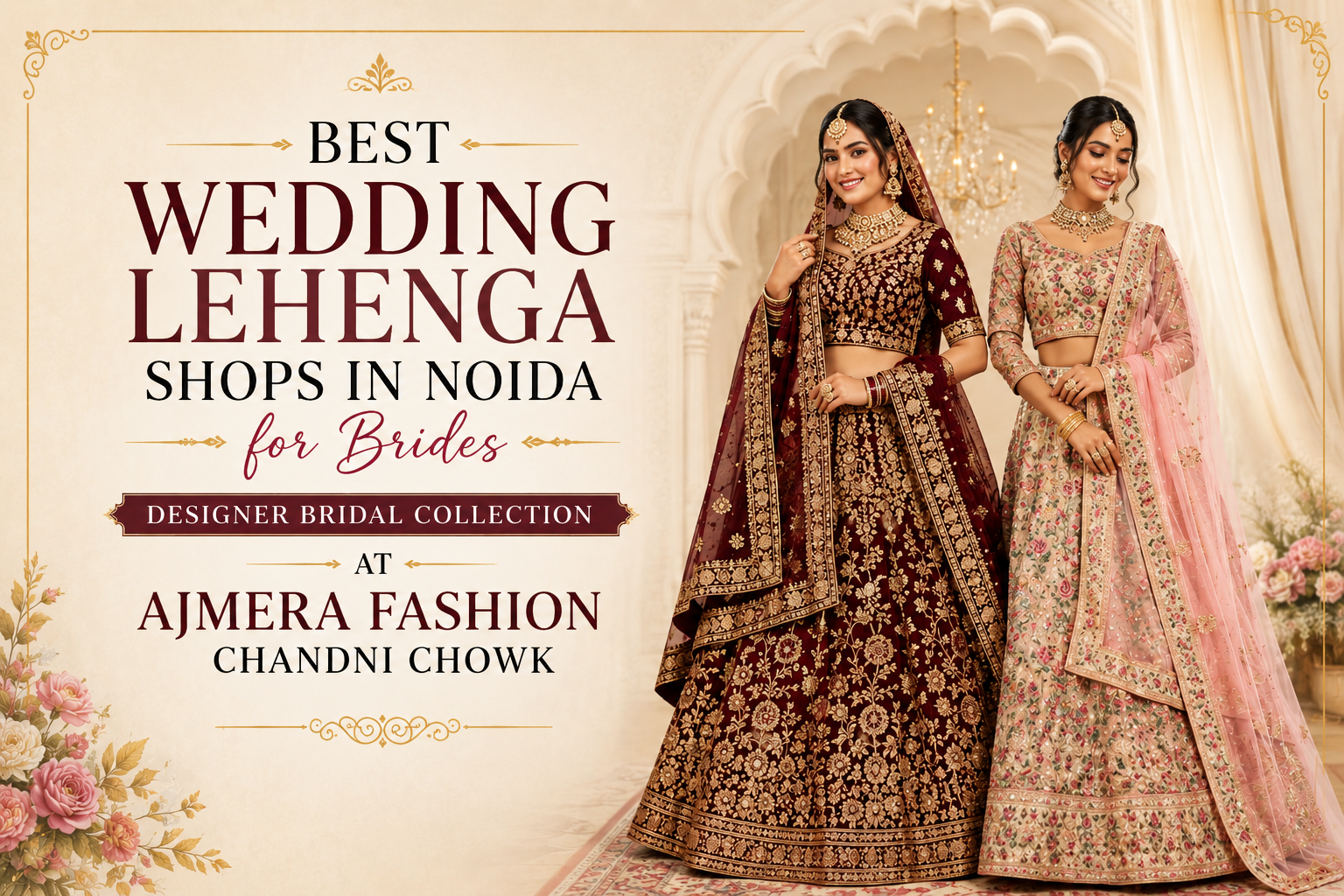 Best Wedding Lehenga Shops in Noida for Brides designer bridal lehenga collection at Ajmera Fashion Chandni Chowk