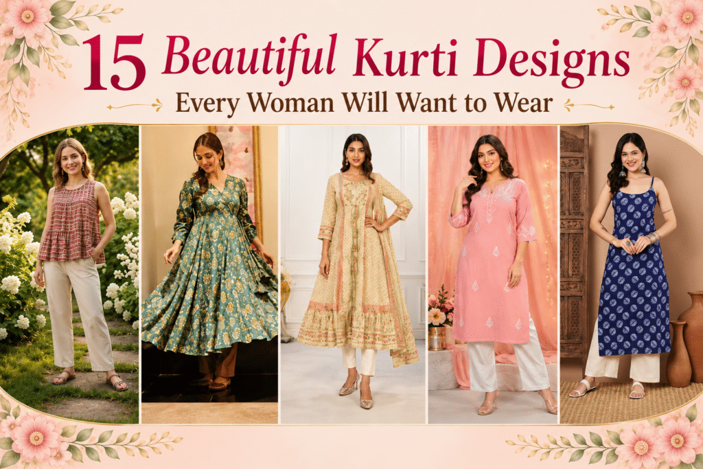 15 Beautiful Kurti Designs Every Woman Will Want to Wear featuring stylish ethnic wear and trendy kurti collection for women at Ajmera Chandni Chowk