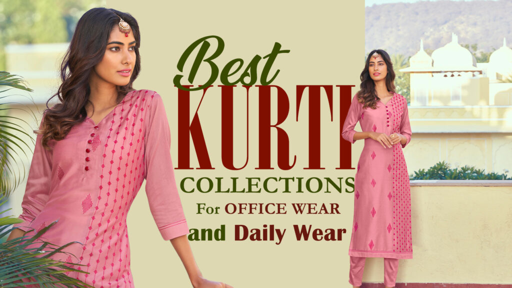 Best Kurti Collections for Office Wear and Daily Wear in a stylish pink cotton kurti at Ajmera Chandni Chowk