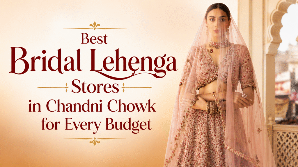 Best Bridal Lehenga Stores in Chandni Chowk for Every Budget featuring a designer pink bridal lehenga collection for modern brides