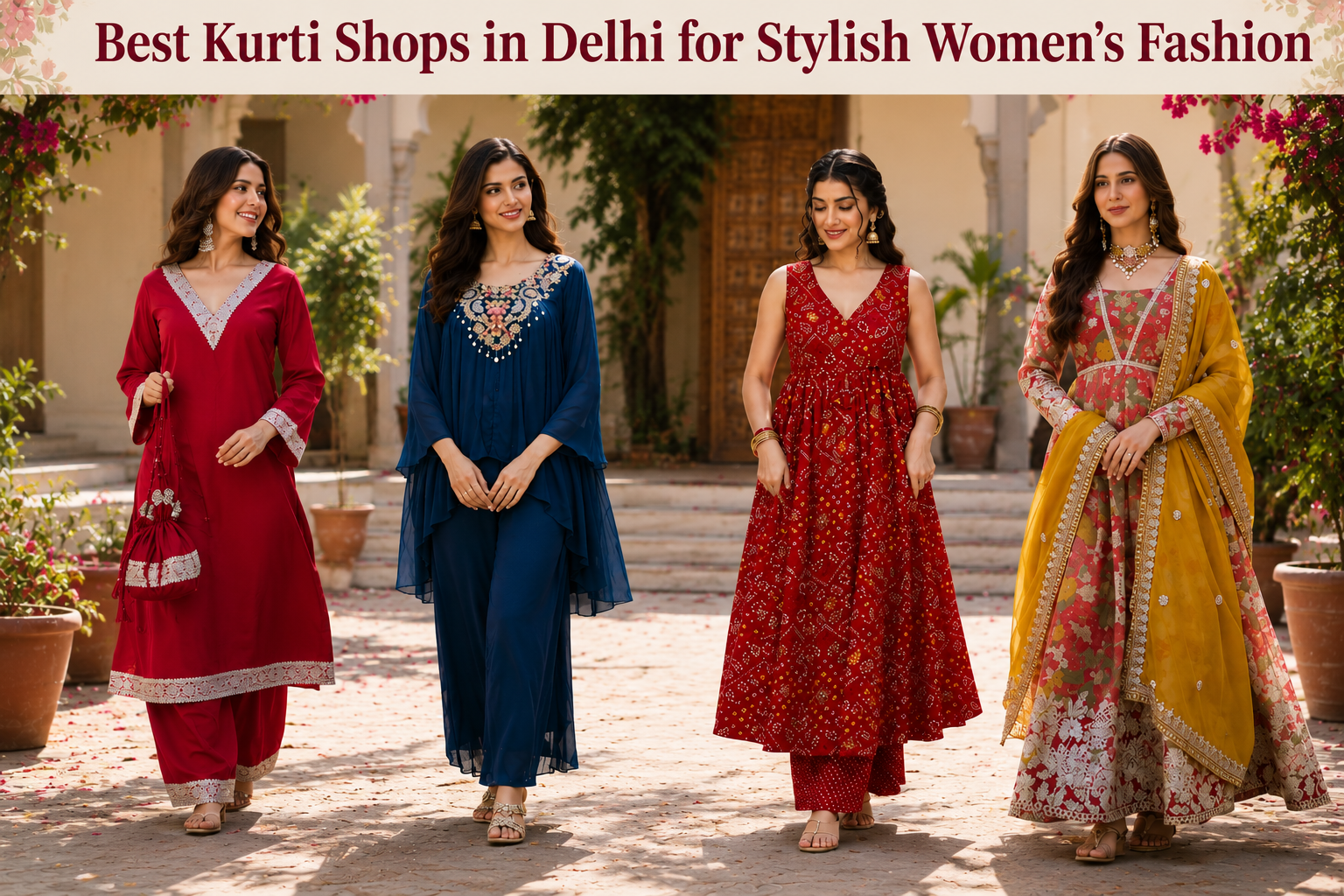 Best Kurti Shops in Delhi featuring stylish women's fashion with trendy kurtis, kurta sets, and ethnic wear collections