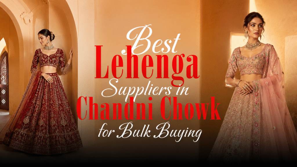Best Lehenga Suppliers in Chandni Chowk showcasing designer bridal lehenga collections for bulk buying and wholesale fashion businesses