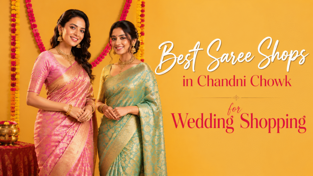 Best Saree Shops in Chandni Chowk offering designer wedding sarees, bridal sarees, and premium silk saree collections.