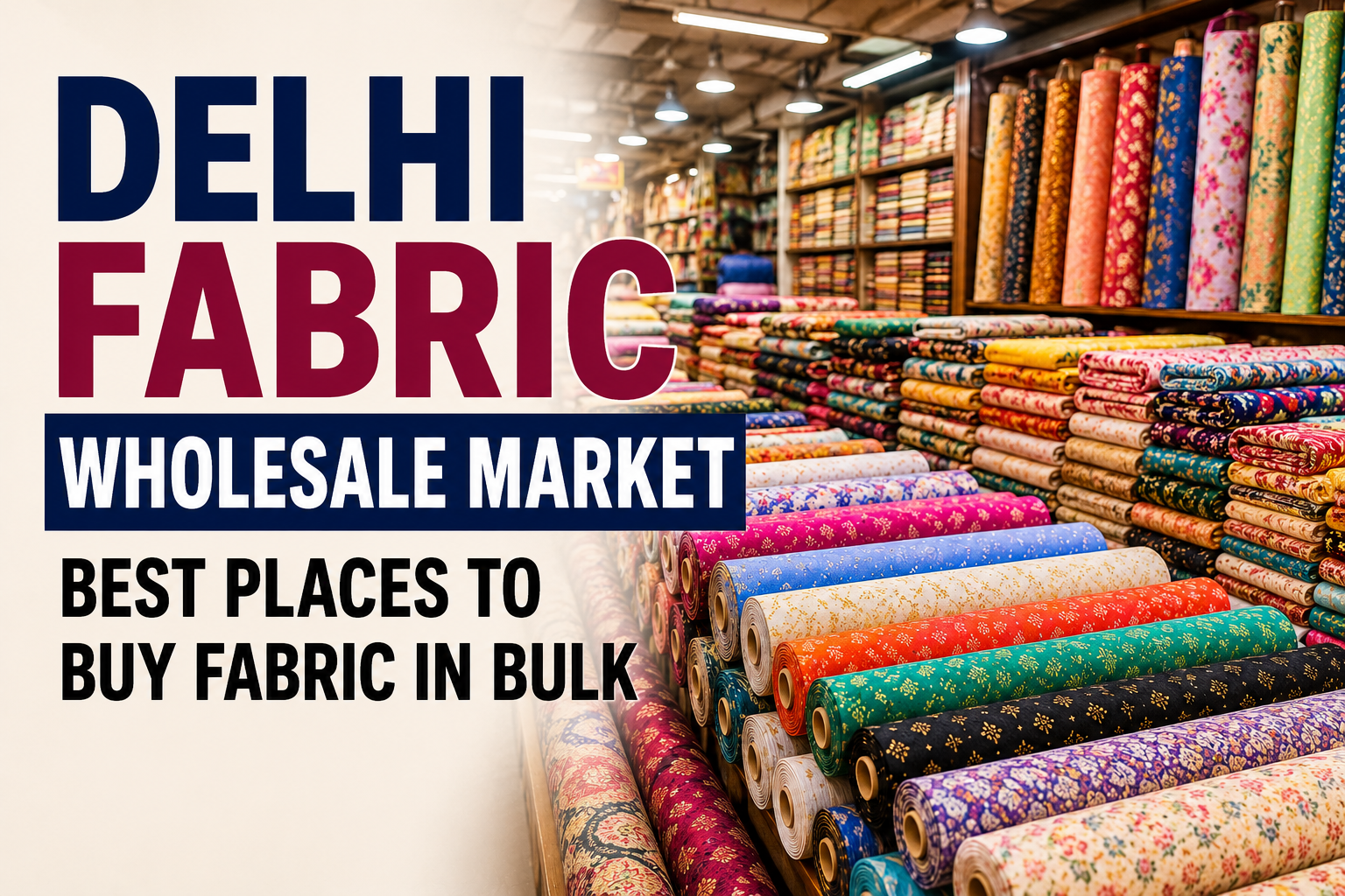 Delhi Fabric Wholesale Market showcasing colorful wholesale fabric collections and bulk textile sourcing options in Chandni Chowk Delhi