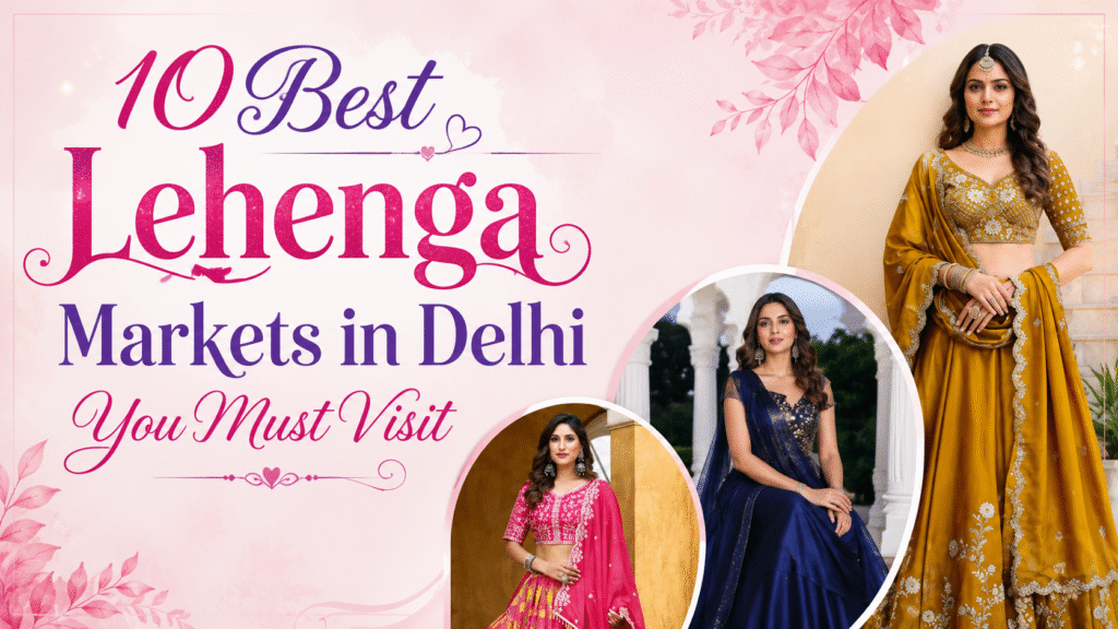 Best Lehenga Markets in Delhi featuring popular bridal shopping destinations and stylish lehenga collections for every budget.