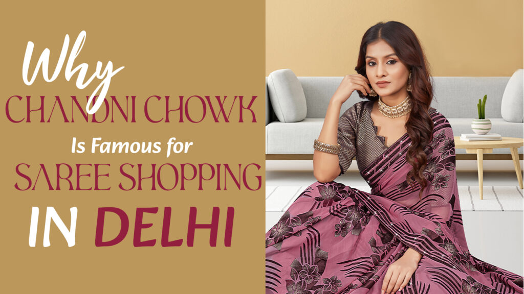 Woman wearing a stylish saree for saree shopping in Delhi at Chandni Chowk